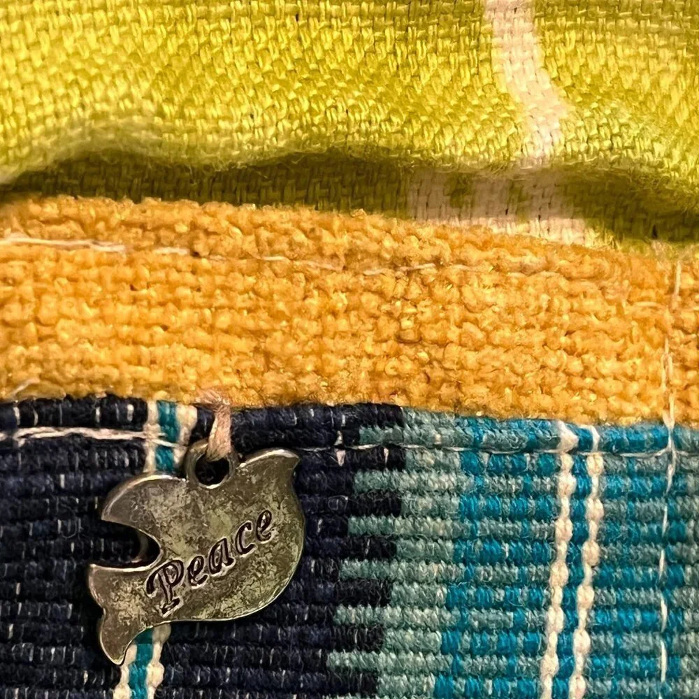 Peace of Thread Handmade One-Of-A-Kind Woven Lenvelope Wallet Clutch Blue Green